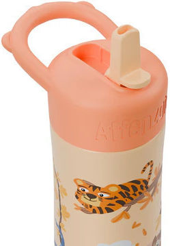 Affenzahn Kids Water Bottle Stainless Steel with Straw Non Spill 430ml