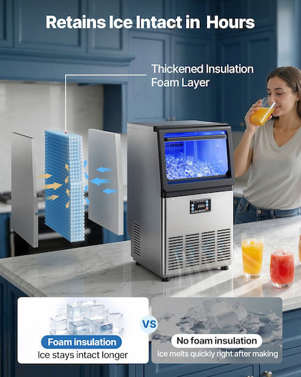 Vevor Παγομηχανή με Ημερήσια Παραγωγή 41kg & Χωρητικότητα 6kg