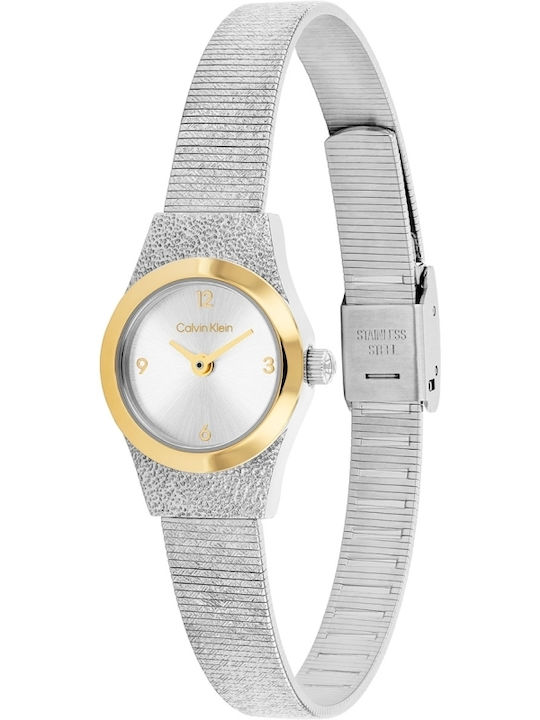 Calvin Klein Ceas de Damă Contemporary 18mm Cu Baterie Și Brățară Metalică Argintie