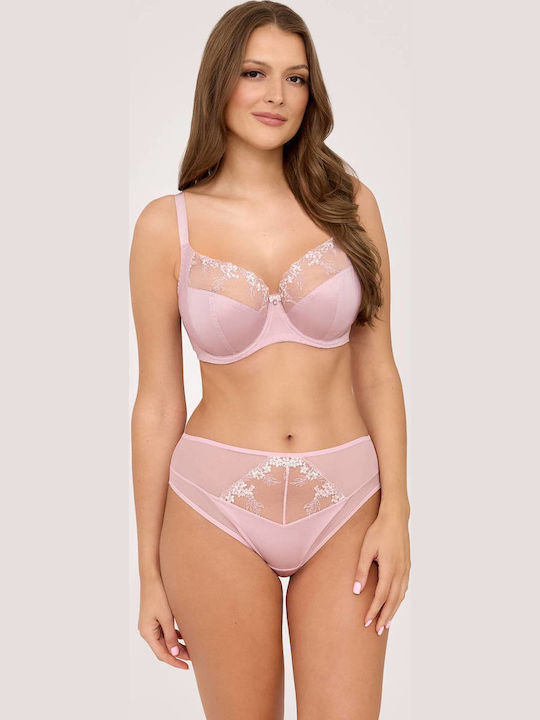 Pink Powder Minimizer Bra without Padding with Underwires