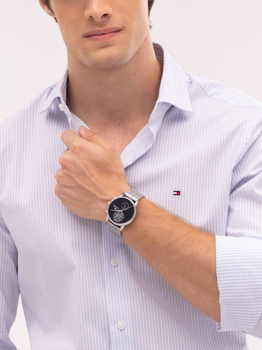 Tommy Hilfiger Stewart Men's Watch 40mm Battery with Silver Metal Bracelet