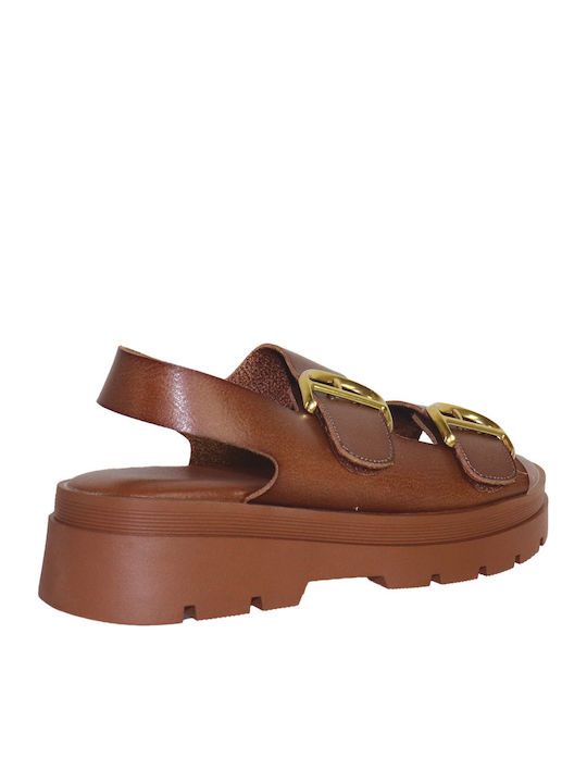 Дамски Сандали Flatforms Тютюнев