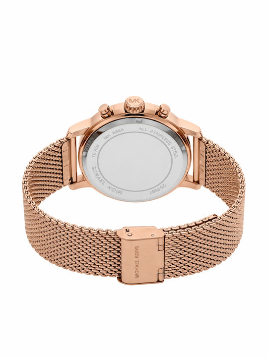 Michael Kors Ceas Clasic Pentru Bărbați 42mm Cu Baterie Și Brățară Metalică Auriu Roz