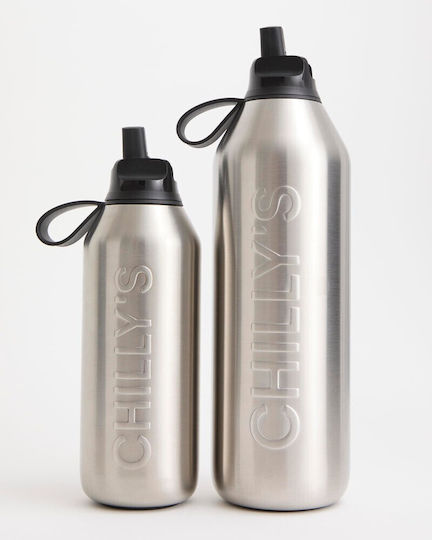 Chilly's Thermos Bottle Stainless Steel BPA Free 500ml Stainless Steel with Straw, Mouthpiece, Loop and Handle