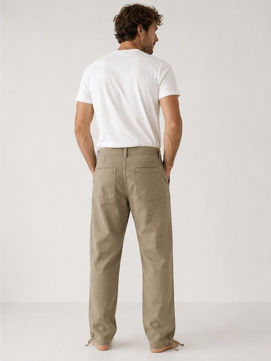 Wide Beige Trousers