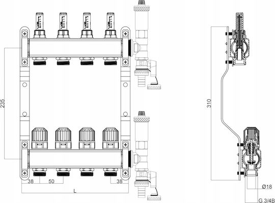 Stainless Steel Manifold 12 Circuits