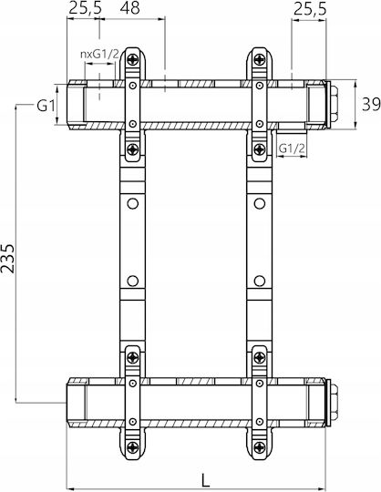 Central Heating Manifold 8 Circuits