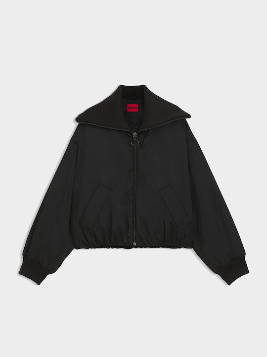 Късо дамско Puffer яке за зима Black