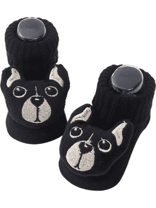 3d Niedliche Baumwoll-Kindersocken mit Hundemotiv – Schwarz