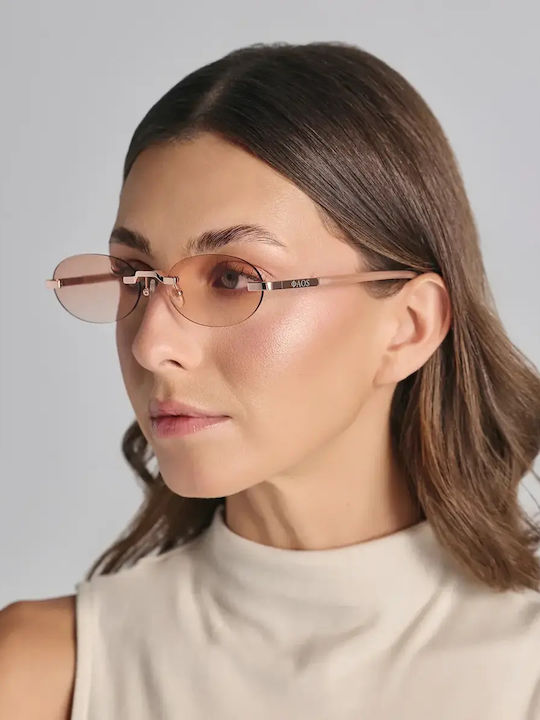 Faos Unisex Sunglasses with Gold Frame and Gold Gradient Lens 499662