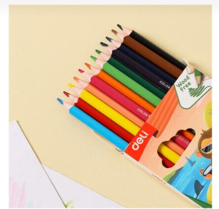 Deli Coloured Pencil Wood-free Triangular 12 Colours Color Wow