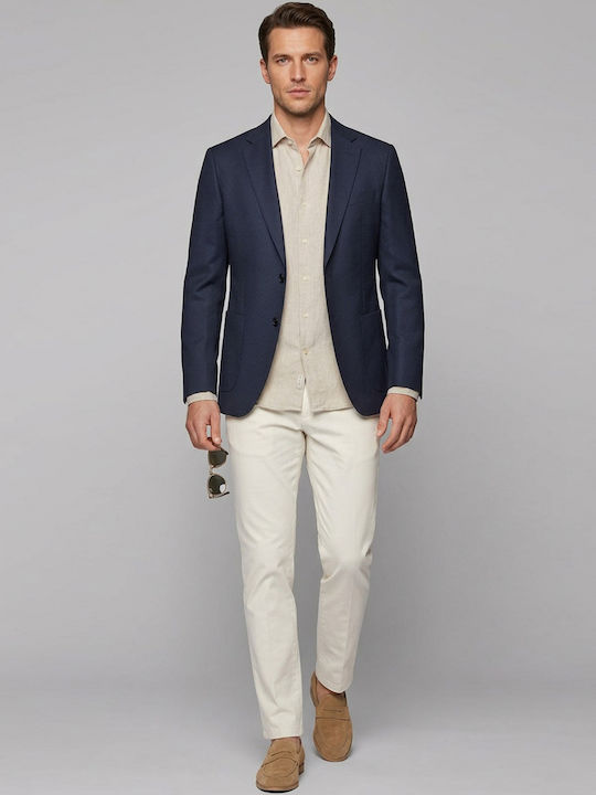 Hutson Winter Men’s Suit Jacket with Slim Fit Dark Blue