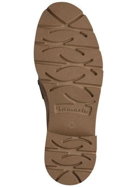 Δερμάτινα Γυναικεία Loafers σε Μπεζ Χρώμα
