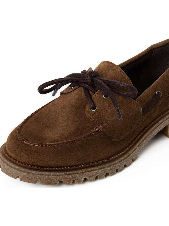 Damen Mokassins Aus Leder In Tabac Braun Farbe
