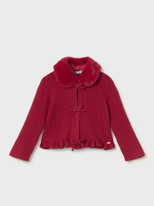 Kinder-Strickjacke mit Kapuze Rot