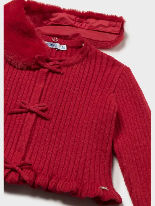 Kinder-Strickjacke mit Kapuze Rot