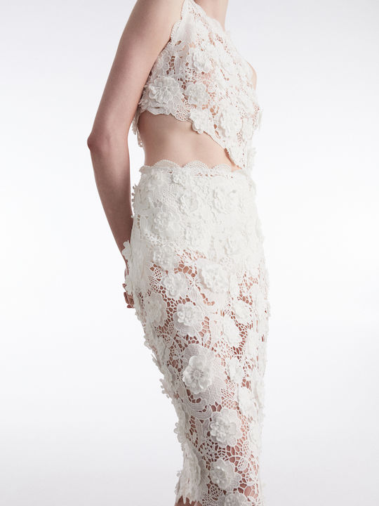 Midi Blumenrock Weiß