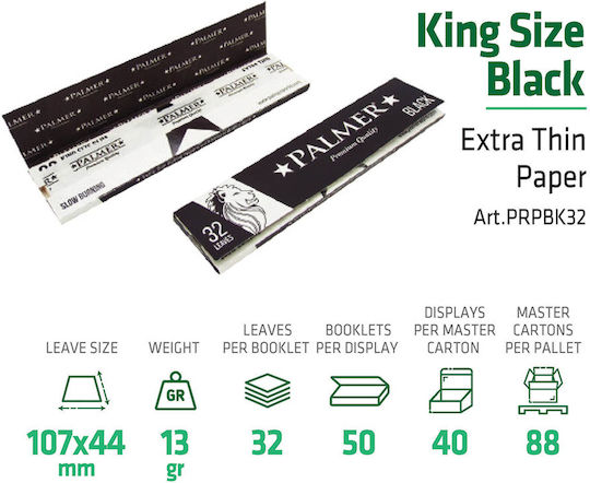 Palmer Χαρτάκια Στριφτού Τσιγάρου Slim King Size Slim 50τμχ