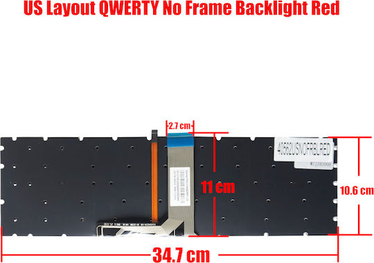 Лаптоп Клавиатура Keyboard Msi Gs60 Px60 2qd Ms-16h6 6qd 6qe Ms-16h8 We63 8si 8sj We73 8sj 8sk Wt75 8sk 8sl 8sm V143422ak1 V143422bk2 V143422ck2 Us Без Рамка Задно Осветяване Червен КОД.40562usnofrblred