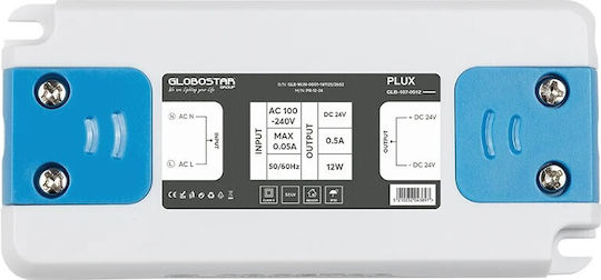 GloboStar Adjustable Dimmable LED Power Supply IP20 12W Output Voltage 24V