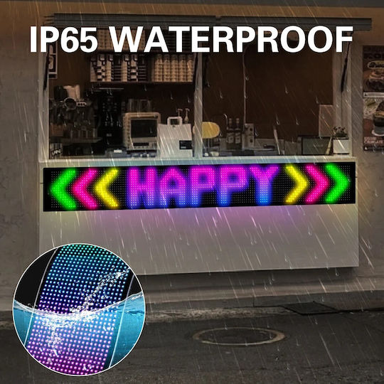 GloboStar Плъзгаща се LED табела Едностранна Водоустойчива 144x16cm RGB