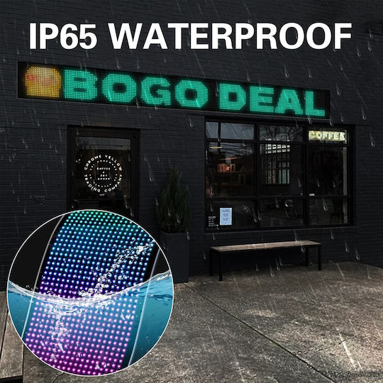 GloboStar Scrollen LED-Schild Einseitig Wasserdicht 192x16cm RGB