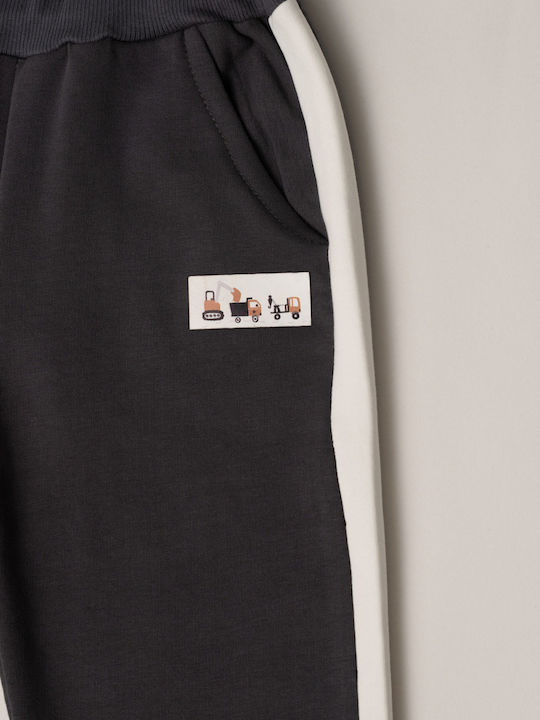 Kids Sweatpants Set Mustard-Charcoal