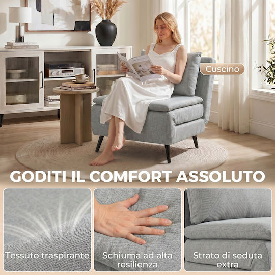 Armchair Bed Light Grey 75x88x78cm