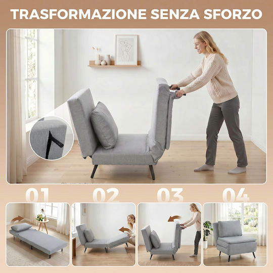 Armchair Bed Light Grey 75x88x78cm