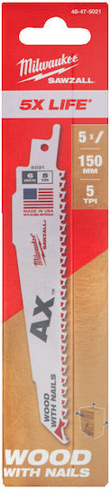 Reciprocating Saw Blades "Ah" 5 Pieces Milwaukee 48475021 150*5