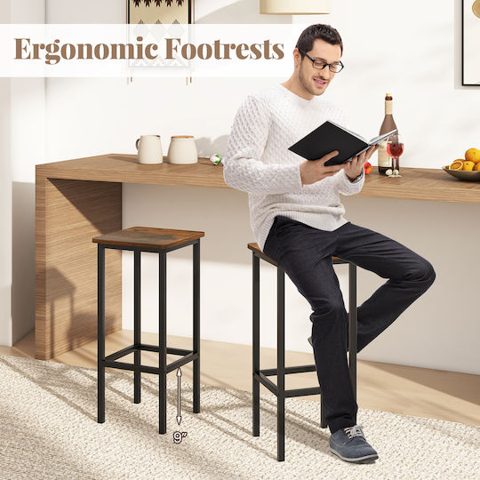 Bar Stool Metallic Rustic Brown 66.04x30.48x30.48cm