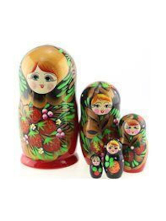 Set of 5 Red Berries Black Scarf Babushkas 15 cm Azhna Ms0503pisk-07