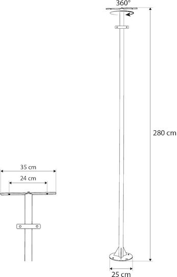 Globostar Helios-280 Glb-000-0006 Metal Galvanized Lighting Pole Solar Outdoor Floodlight RAL 6009 Cypress Matte M35 × W25 × H280cm Glb-000-0006