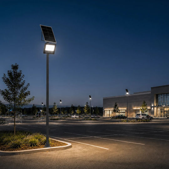 Globostar Helios-280 Glb-000-0003 Galvanized Metal Lighting Pole for Outdoor Solar Spotlight Ral 7016 Anthracite Grey M35 × W25 × H280cm Glb-000-0003
