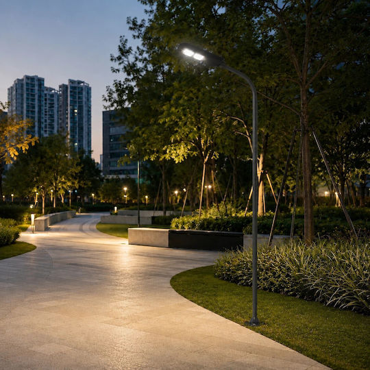Globostar Urbano-280 Glb-000-0009 Metal Galvanized Lighting Pole Solar Street Light Outdoor Ral 7016 Grey Anthracite W84 X D25 X H280cm Glb-000-0009