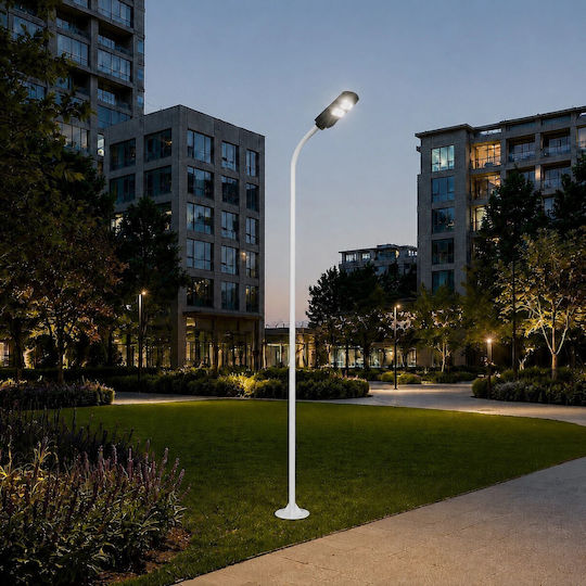 Globostar Urbano-280 Glb-000-0010 Galvanized Metal Lighting Pole Solar Street Light Outdoor Ral 9016 Matte White M84 X W25 X H280cm Glb-000-0010
