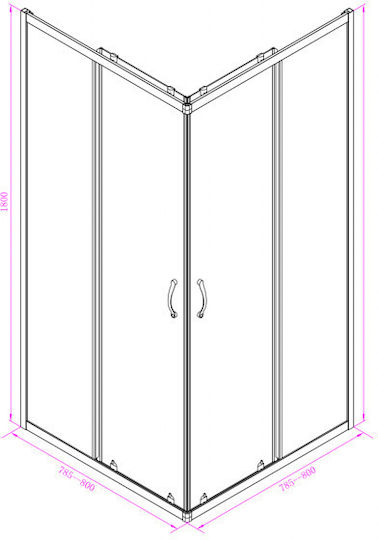 Inter Ceramic Duschkabine mit Schiebetür 80x80x180cm Stoff