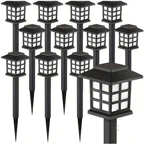 SPV Set 12 Solarleuchten Fanal Warmes Weiß mit Fotowiderstand 37x8.5cm