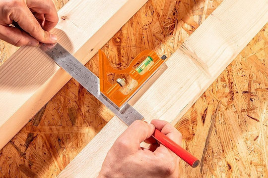 Neo Tools Winkelmesser Zimmerleute Metallisch Länge 30cm mit Wasserwaage