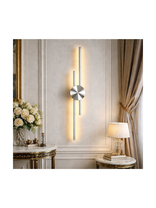 Vencore Aurex Silver 6093-20108 Модерна Стенна Лед Аплика 60см 12w Сребрист Алуминий Регулируема Cct Бяла Дневна Топла Управление Cct Чрез Превключвател On-off 6093-20108