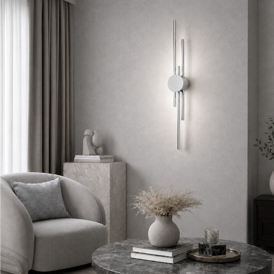 Vencore Stravon Silver 6093-20112 Aplica de Perete Modernă cu LED 60cm 12W Aluminiu Argintiu CCT Reglabil Alb de Zi Cald Control CCT Prin Comutator On-off 6093-20112