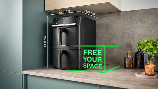 Bosch Series 6 Mafd661b4 Air Fryer με Διπλό Αποσπώμενο Κάδο 12lt Μαύρο