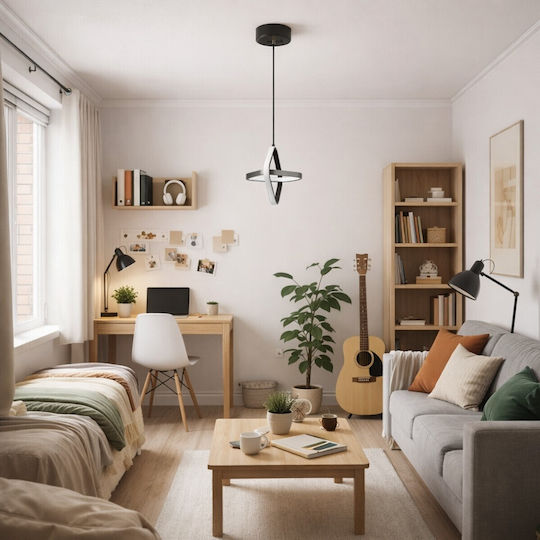 VenCore White LED Pendant Ceiling Light with Adjustable Warm to Cool White Light 22x22x24cm