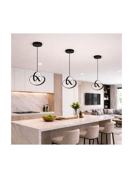 VenCore Black LED Pendant Ceiling Light with Adjustable Warm to Cool White Light 25x25x32cm
