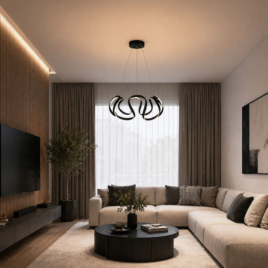 VenCore Black LED Pendant Ceiling Light with Adjustable Warm to Cool White Light 48x48x18cm