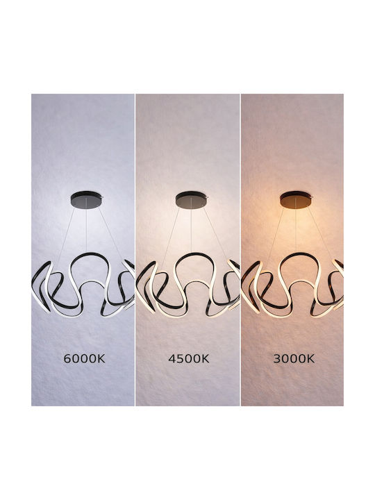 VenCore Black LED Pendant Ceiling Light with Adjustable Warm to Cool White Light 48x48x18cm