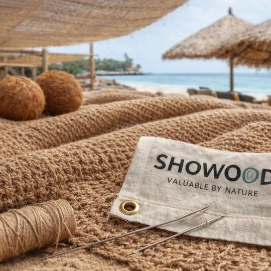 Showood Τρίγωνο Πανί Σκίασης Καφέ με Κρίκους 4x1x1m