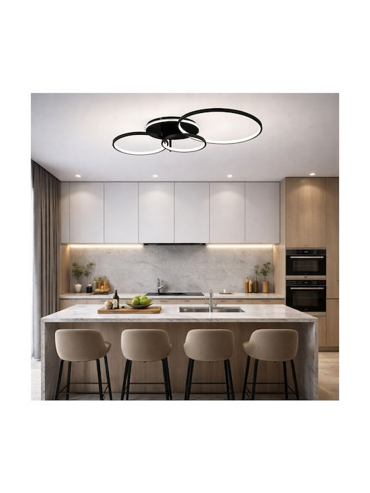 VenCore Plafonieră de Tavan 89cm Neagră cu LED Integrat și Telecomandă