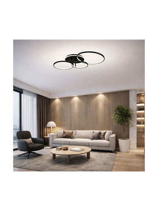 VenCore Plafonieră de Tavan 89cm Neagră cu LED Integrat și Telecomandă