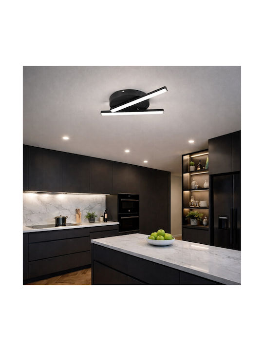 VenCore Deckenleuchte 50cm Schwarz mit Integrierter LED